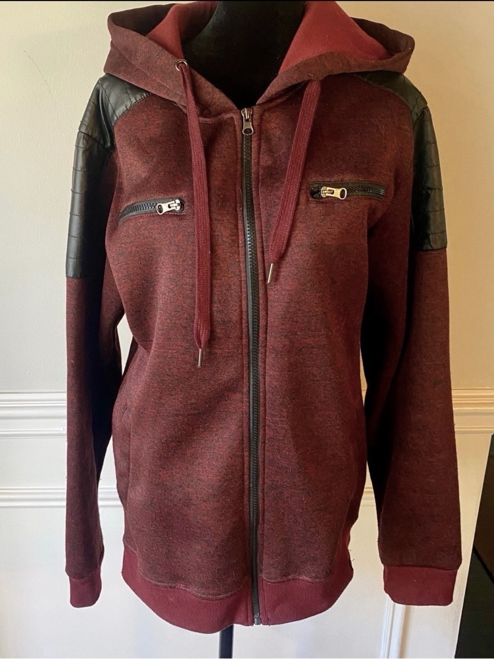 Free Planet Zip-Up Hoodie with Faux Leather Accents